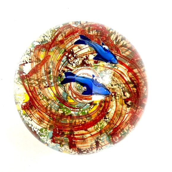 HAND BLOWN UNDERWATER WORLD of GLASS OFFICE PAPERWEIGHT GLASS FOR DESK DECOR - Picture 10 of 12